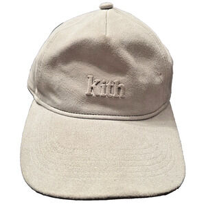KITH Strapback Logo Hat Suede Texture White/Grey OSFM